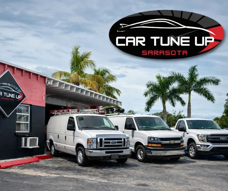 Commercial fleet vehicles at Car Tune Up Sarasota auto repair shop providing priority fleet maintenance and repair services

